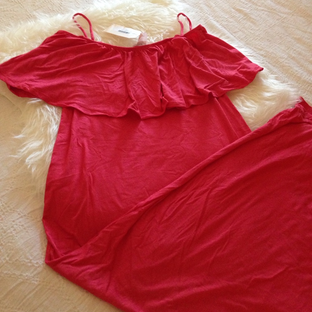LAST 1!  Coral Maxi Dress 95% Rayon! MADE IN USA - Picture 2 of 3
